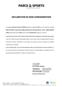 Attestation de non-condamnation du dirigeant