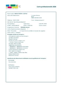 Carte professionnelle UNEP