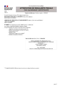 Attestation de Régularité fiscale