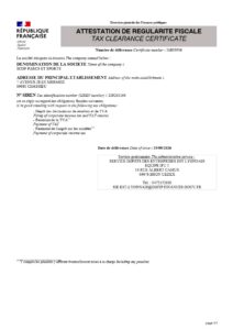 Attestation de Régularité fiscale
