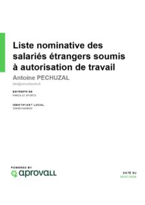 Liste des Salariés étrangers